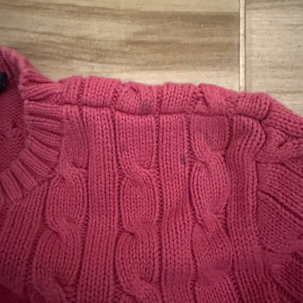 Ralph Lauren Sport Pink Cable Knit Sweater Womens Large Blue Pony Crewneck - Picture 8 of 8